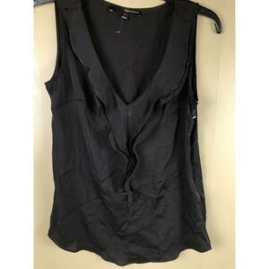 E-167 Harve Bernard sleeveless flowy lightweight ruffle Blouse BLACK size S nwot